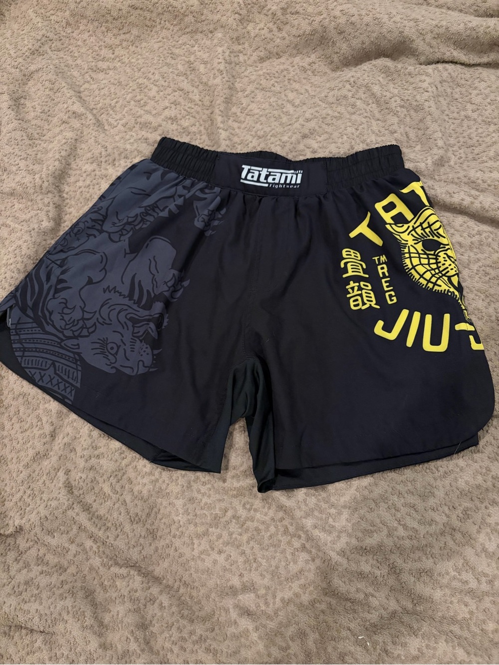 Tatami Men’s Black Athletic Shorts with Yellow Graphic